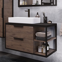 Grossman Мебель для ванной Лофт 90 подвесная веллингтон/черный – фотография-6